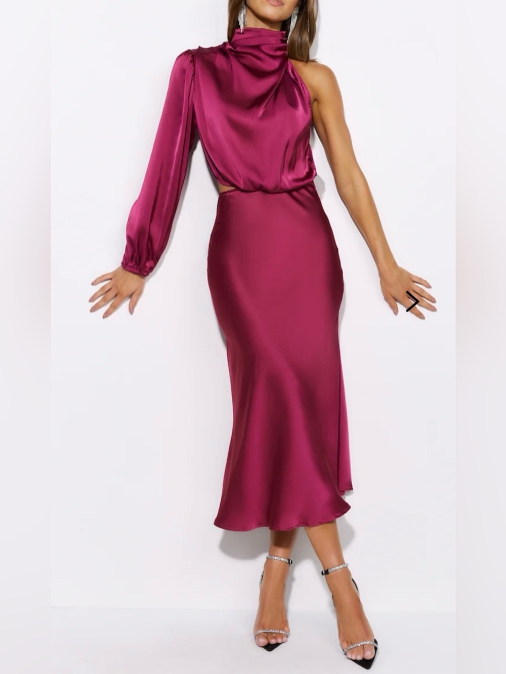 Hello Molly One-Shoulder Asymmetrical Midi Dress
